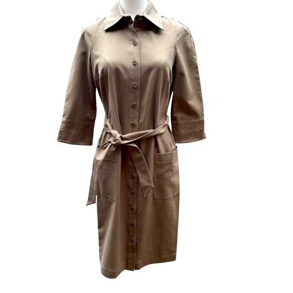 bill blass Dresses & Skirts - Bill Blass New York Dark Mink Stretch Cotton Shirt Dress NWT Size 6